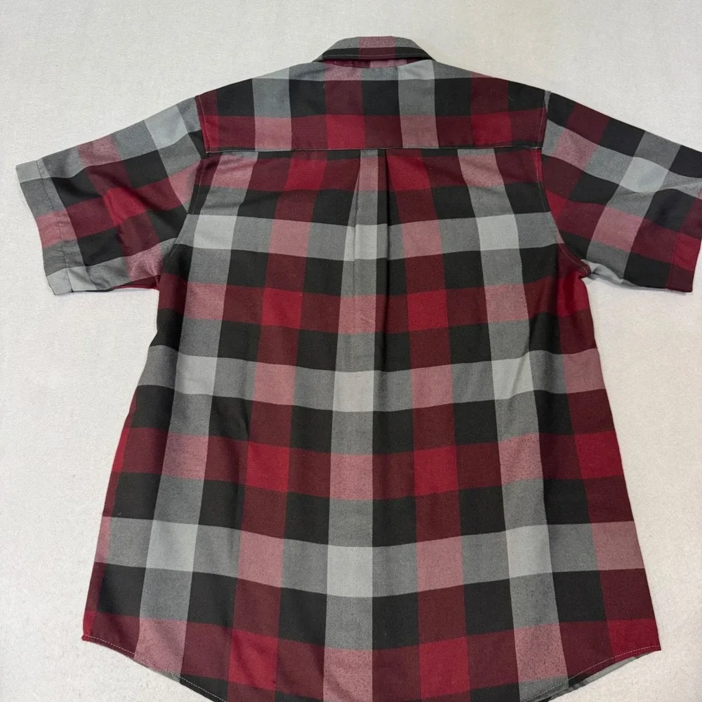 Dixxon Flannel The Brawler Shirt Men L Red Grey Black Buffalo Plaid Short Sleeve
